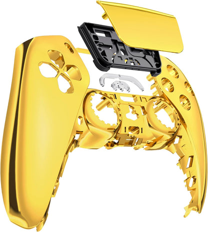 Chrome Gold Glossy Touchpad Front Top Shell Compatible with Ps5 Controller BDM-010 020 030 040 050, DIY Replacement Shell Custom Touch Pad Cover Compatible with Ps5 Controller