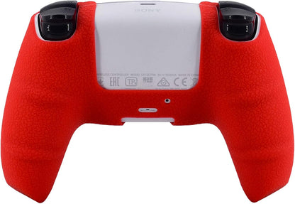 Silicone Skin Compatible with PS5 Controller Cover Sony Playstation5 Controller Grip Skin Protector Faceplates Kits Video Games(Pack 2 Covers with 8Pcs Thumb Grips Caps(Red,Blue)