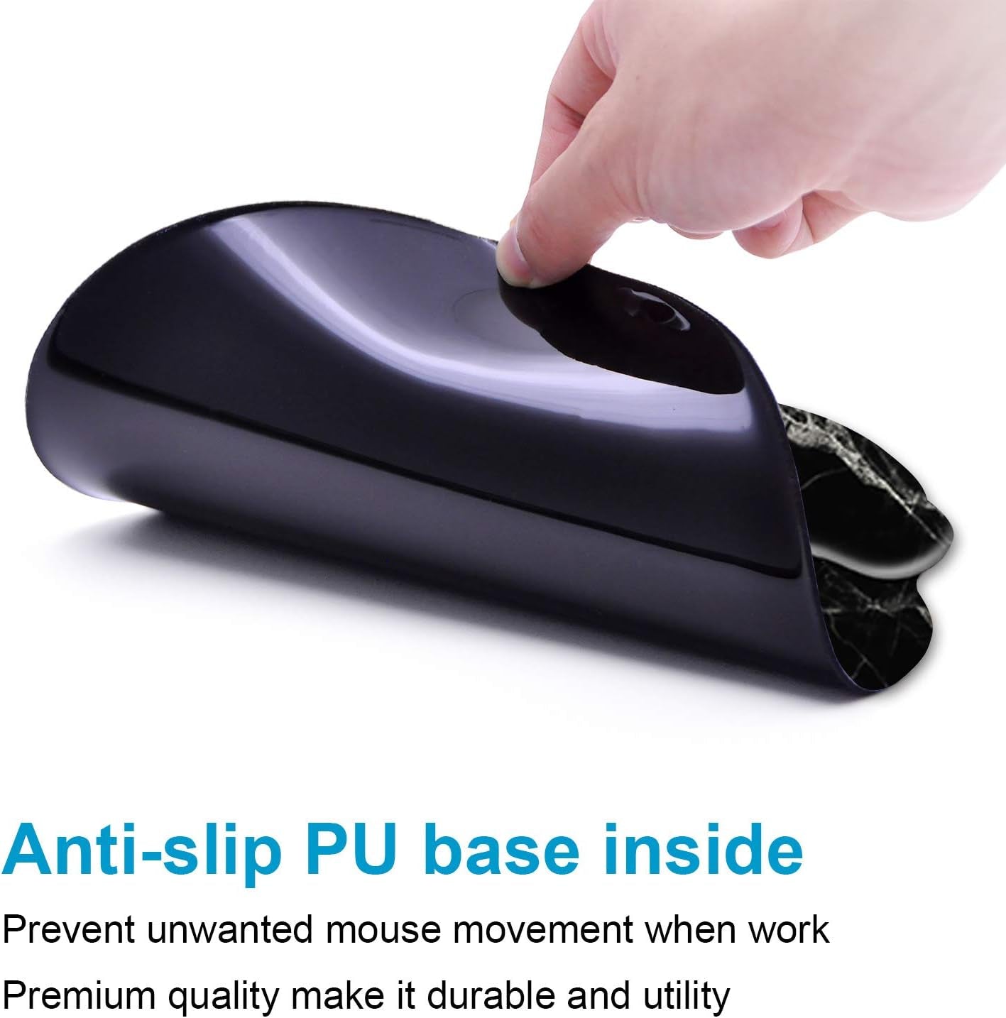 Ergonomic Mouse Pad with Wrist Rest Support Gel with Coaster, Cute Wrist Pad with Non-Slip Rubber Base, Easy Typing & Pain Relief, Black White Marble
