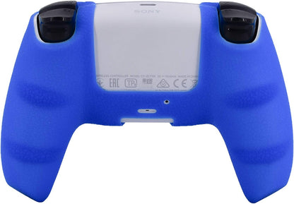 Silicone Skin Compatible with PS5 Controller Cover Sony Playstation5 Controller Grip Skin Protector Faceplates Kits Video Games(Pack 2 Covers with 8Pcs Thumb Grips Caps(Red,Blue)