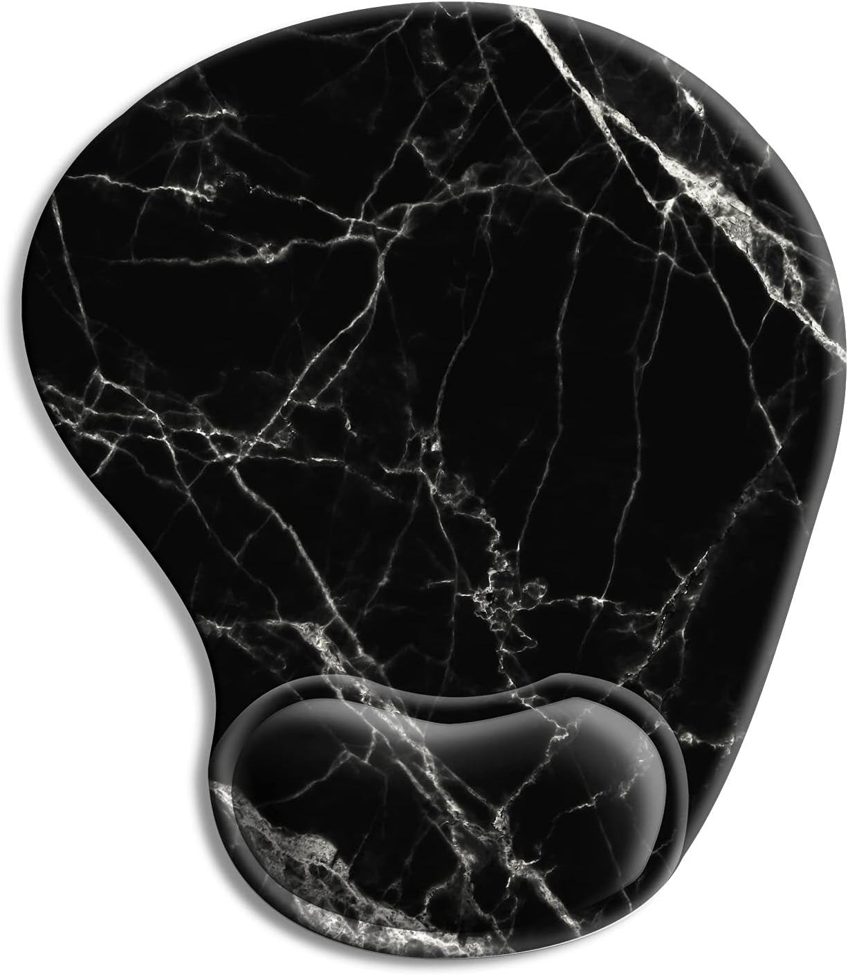 Ergonomic Mouse Pad with Wrist Rest Support Gel with Coaster, Cute Wrist Pad with Non-Slip Rubber Base, Easy Typing & Pain Relief, Black White Marble