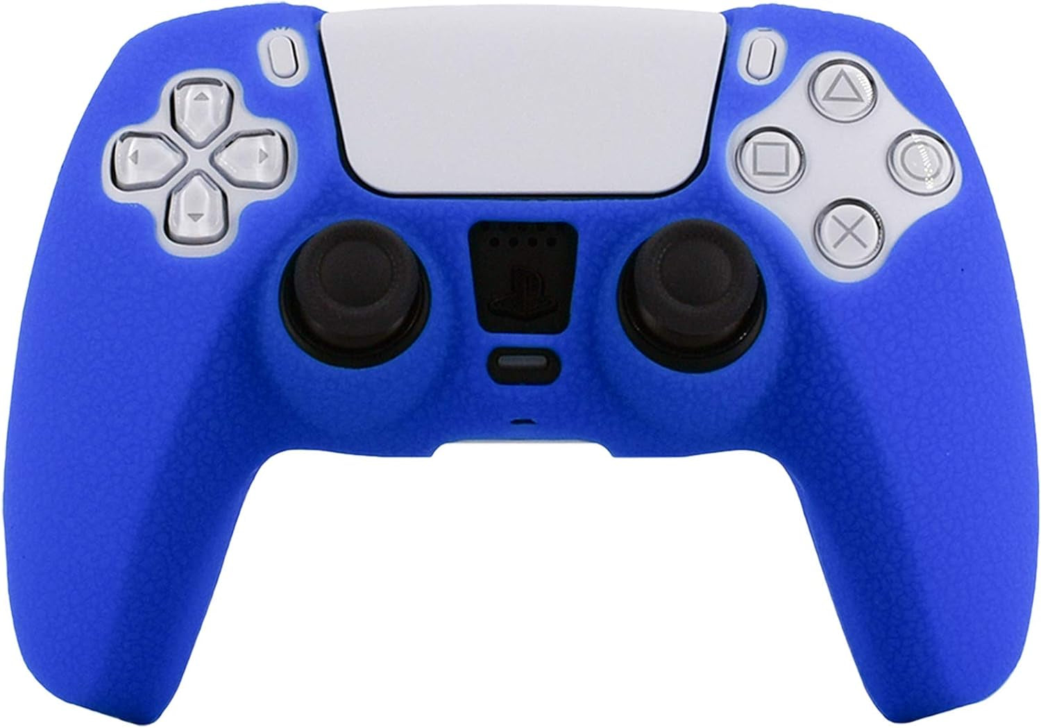 Silicone Skin Compatible with PS5 Controller Cover Sony Playstation5 Controller Grip Skin Protector Faceplates Kits Video Games(Pack 2 Covers with 8Pcs Thumb Grips Caps(Red,Blue)